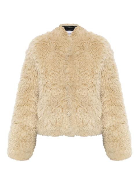 long-sleeved faux-fur jacket