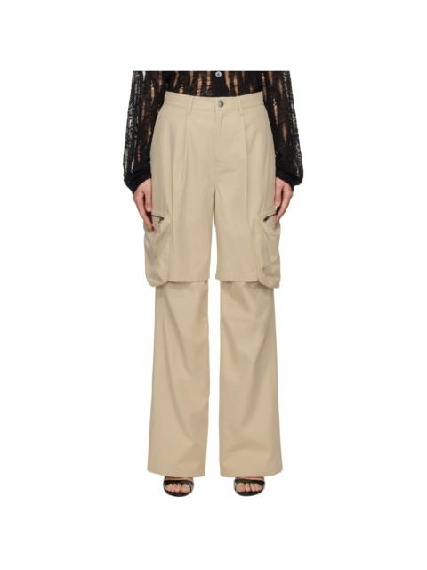 Beige Layered Cargo Pants