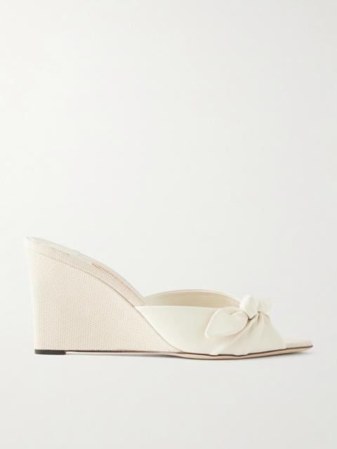 Livi 85 Bow-embellished Leather Wedge Sandals