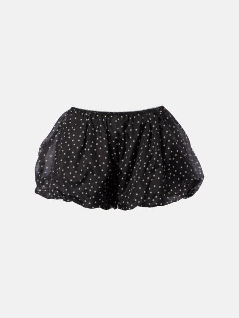 Polka-dot high-rise silk shorts