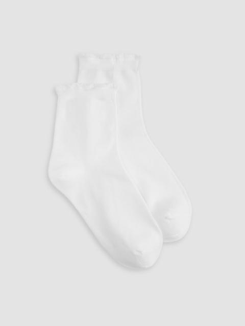 Cotton Rib Scallop Edge Short Crew Sock
