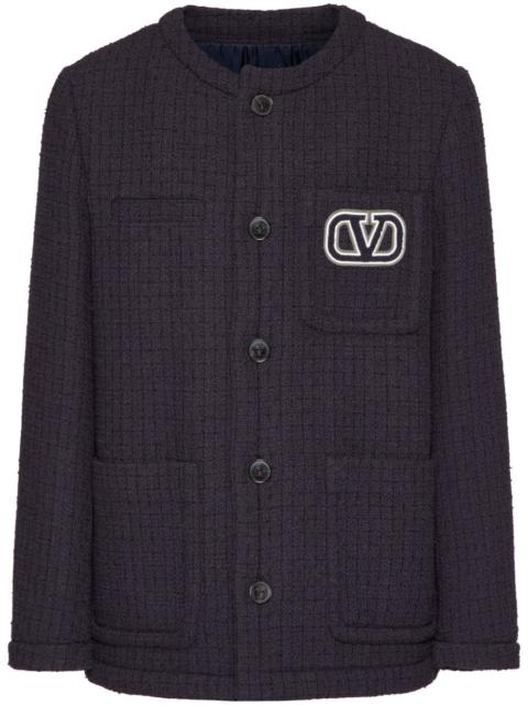 VLogo-appliqué tweed jacket
