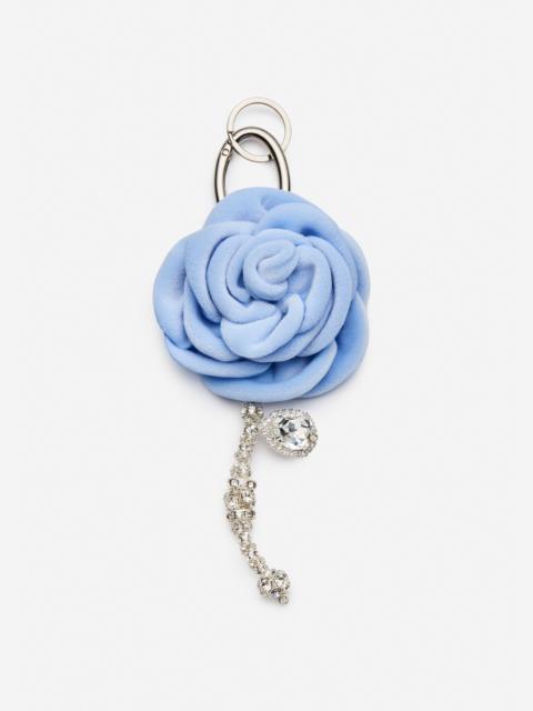 Velvet rose keychain in light blue