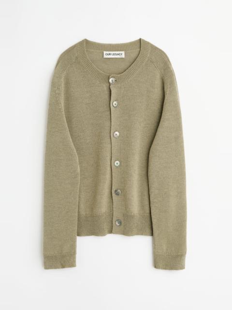 True Cardigan Silver Sage Coarse Linen Wool