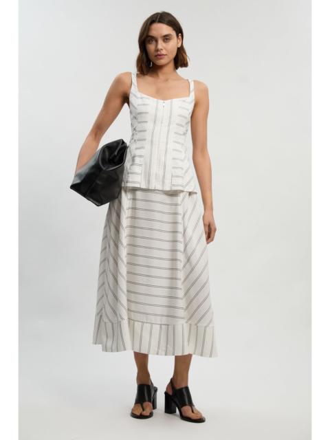 Bold Stripe Cotton Strappy Peplum Woven Maxi Dress