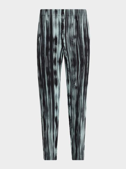 Men's Brushstroke Stripe Pleated Trousers