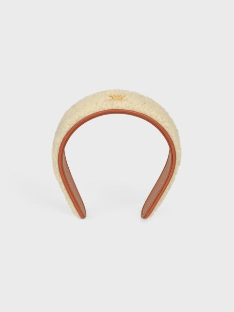 Triomphe Headband in Shearling, Calfskin and Brass with Gold Finish