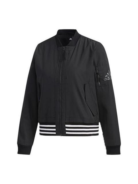 (WMNS) adidas Woven 3-Stripes Bomber Jacket 'Black' FI9284