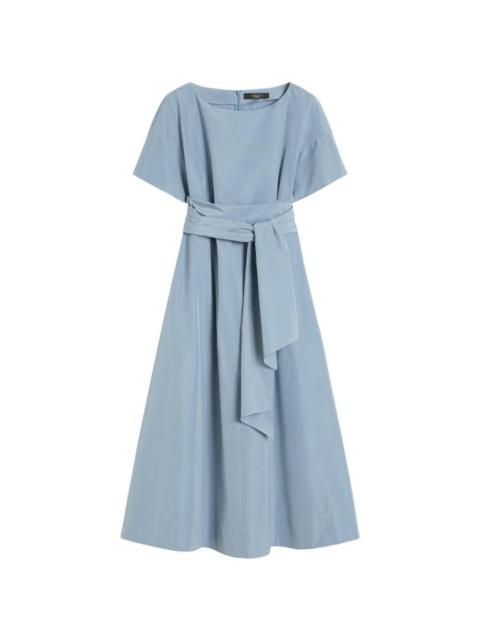 tie-waist taffeta midi dress