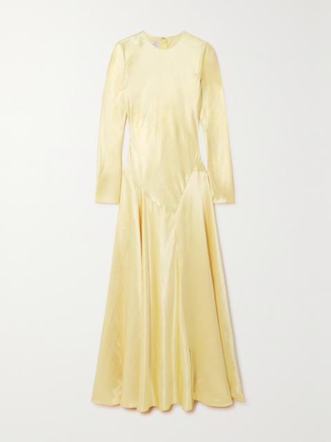 Yara Paneled Hammered-satin Gown
