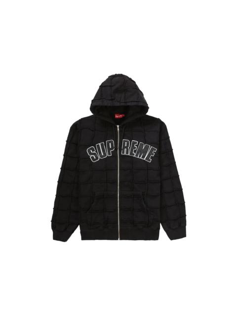 Supreme Reverse Patchwork Zip Up Hooded Sweatshirt Black