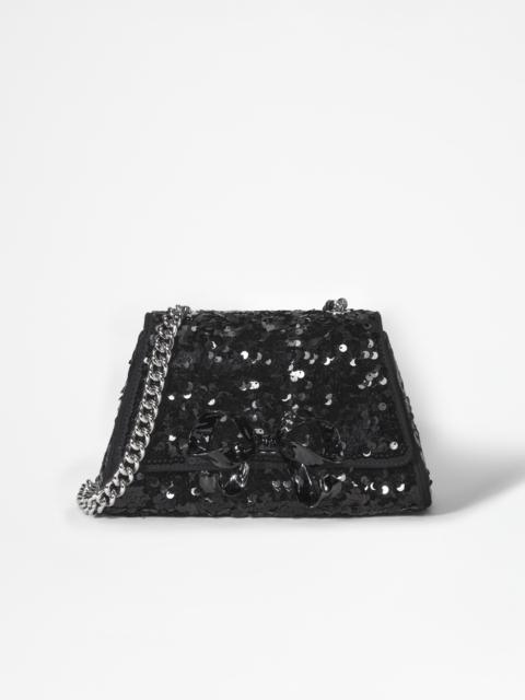 Black Sequin Bow Mini Shoulder Bag