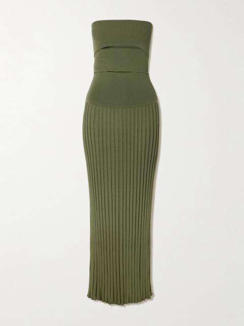 Sunray Strapless Cutout Ribbed-knit Dress