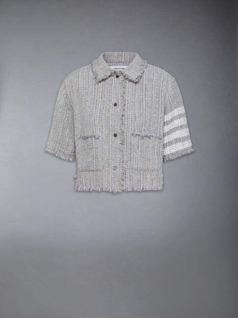 SOLID TWEED 4-BAR CROPPED SHIRT JACKET