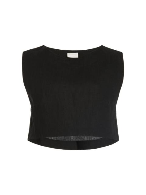 Exclusive Martina Linen Crop Top black