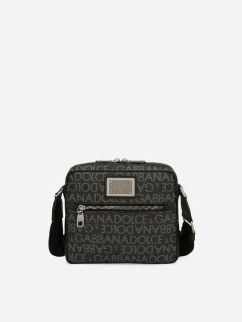 Coated jacquard crossbody bag