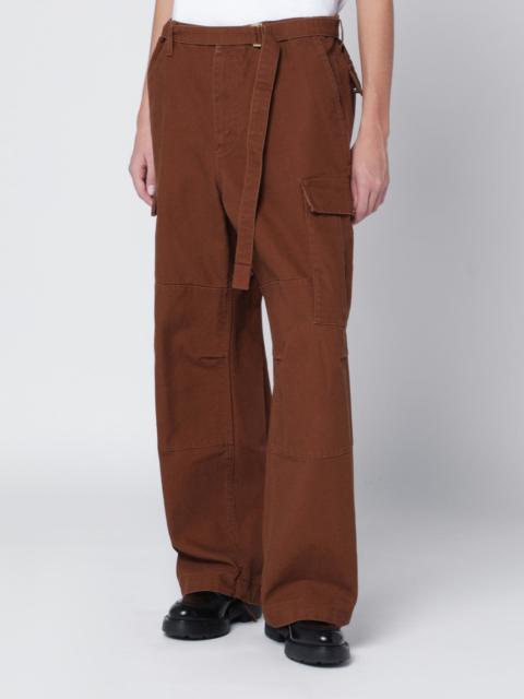 Beige cotton cargo trousers