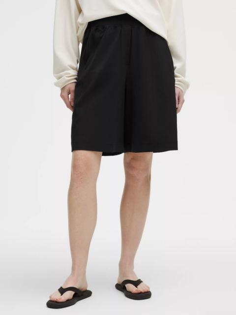 Stretch Woven Ruffle-Waist High-Rise Short 9"