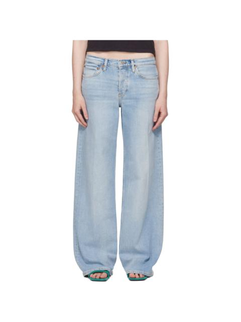 Blue Comfort Mid Rise Wide Leg Jeans