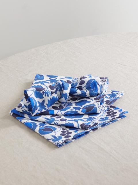 Set Of Six Printed Linen Napkins