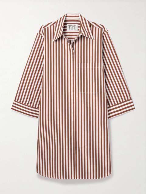 Morning After striped cotton-poplin shirt dress Brown