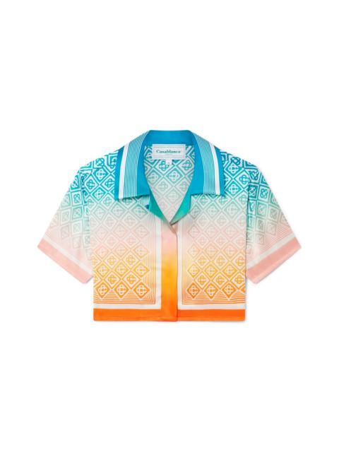 Gradient Monogram Cropped Silk Shirt
