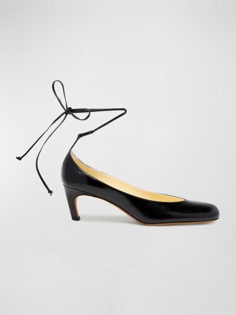 Uma Leather Ankle-Tie Pumps