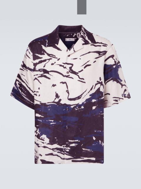 Printed linen bowling shirt