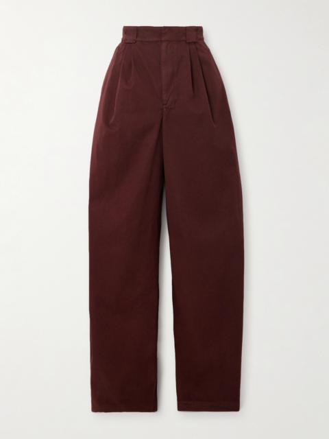Pleated Washed Cotton-sateen Wide-leg Pants