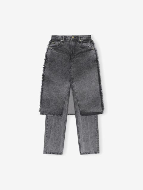 Snow Washed Denim Skirt Jeans