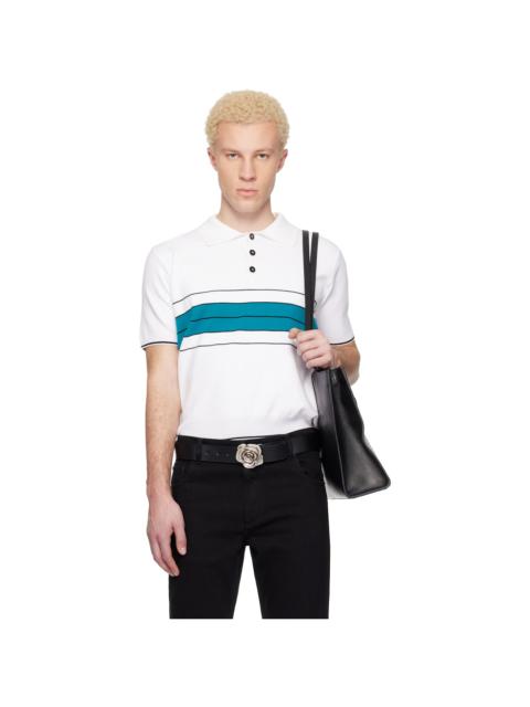 White & Green Striped Polo