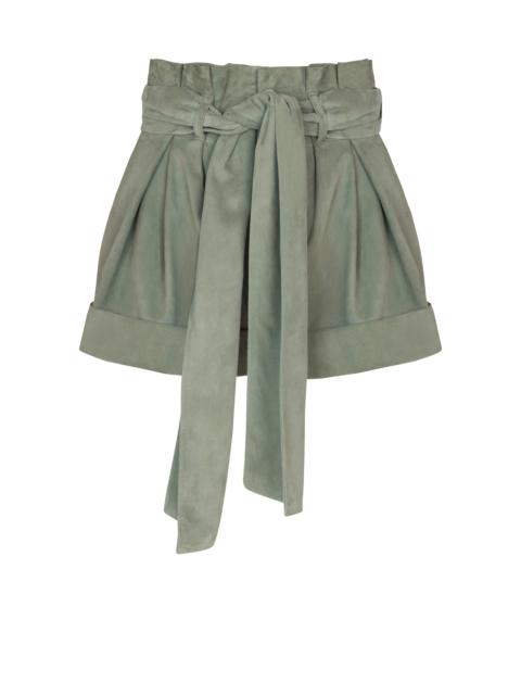 Suede high-waisted shorts