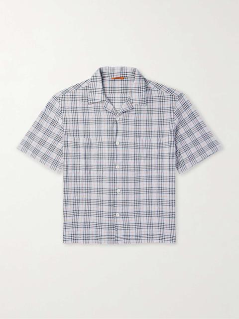 Solana Camp-Collar Checked Cotton and Wool-Blend Seersucker Shirt