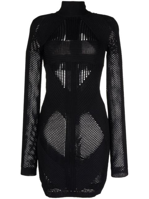 perforated-knit detail dress