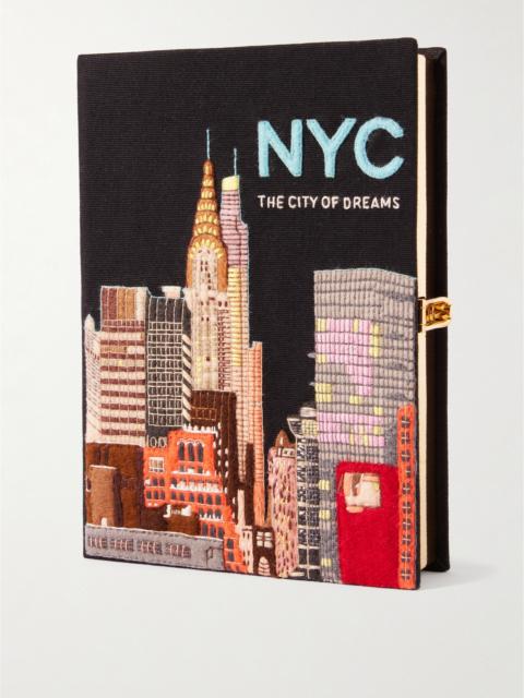 Nyc Embroidered Appliquéd Cotton, Wool And Silk-blend Canvas Clutch
