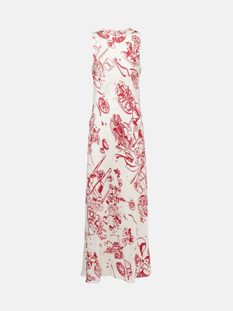 Printed silk maxi dress
