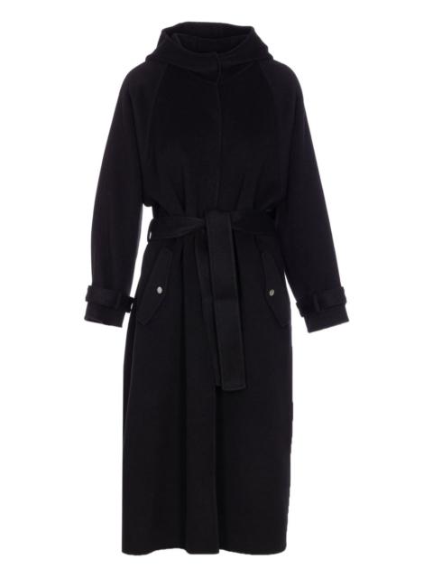 hooded belted coat