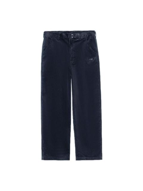 Li-Ning Embroidered Logo Woven Straight Pants 'Midnight Navy' AKXR457-3