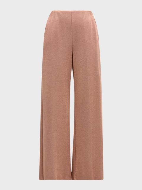 Flat-front, viscose bonded jersey trousers