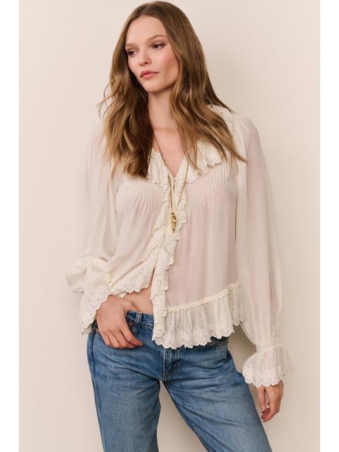 Avee Silk Ruffle Blouse