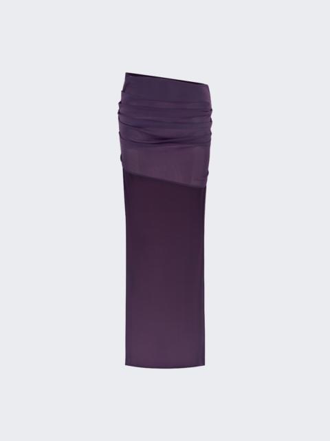 Asymmetrical Tucked Mini Skirt In Power Mesh Grape