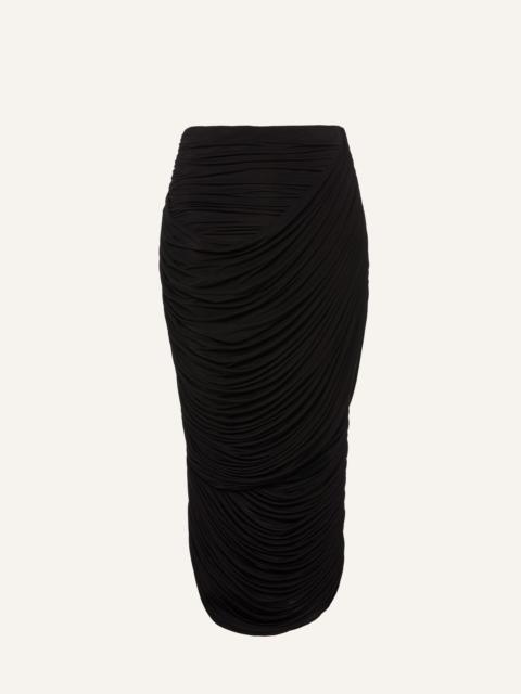 Draped midi skirt in black