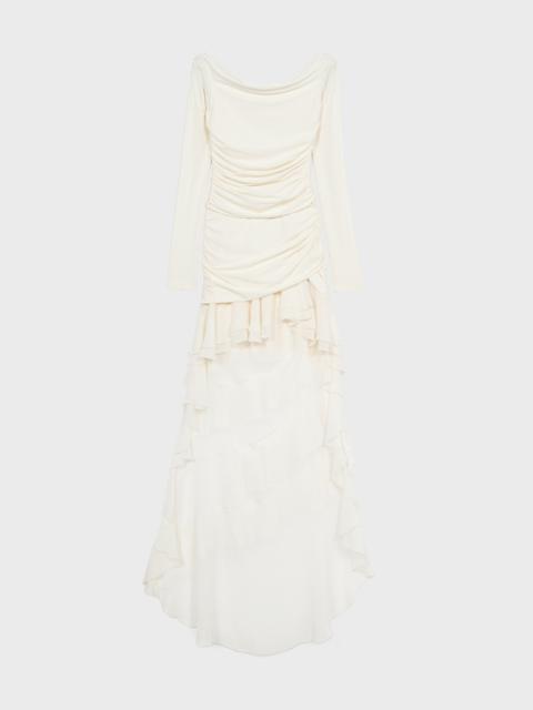 MINI DRESS IN JERSEY WITH CHIFFON TRAIN