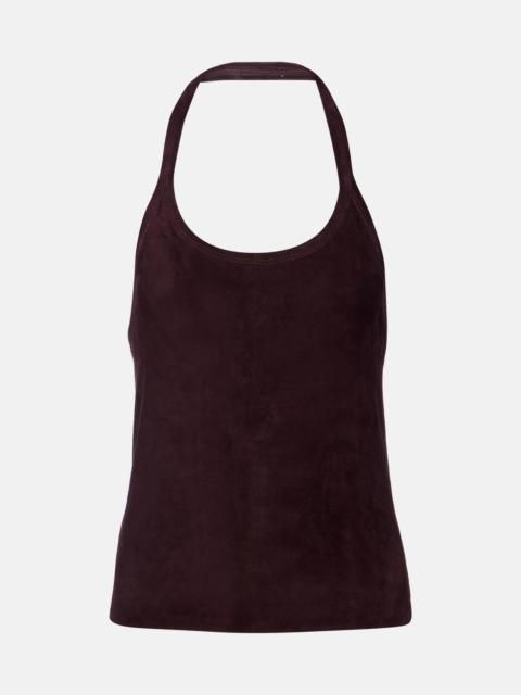 Cherry halterneck suede top