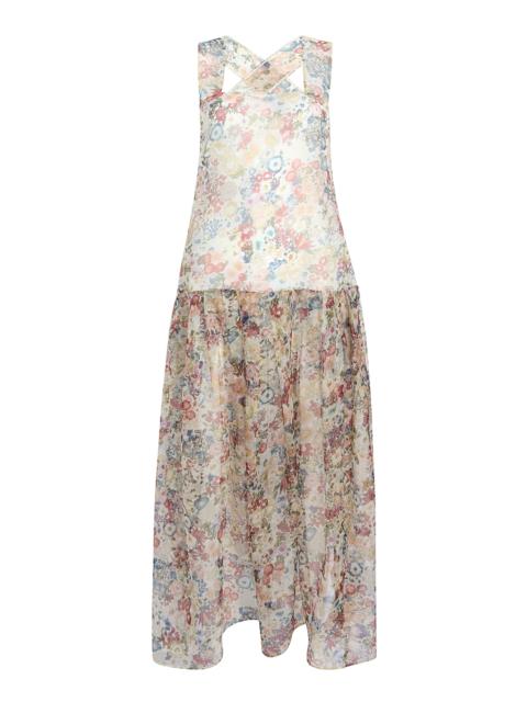 Amello Floral Silk-Organza Maxi Dress floral