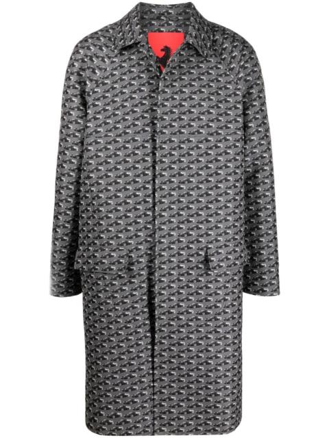 graphic-print single-breasted coat