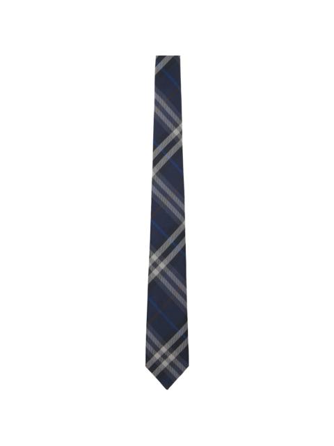 Navy Check Silk Tie