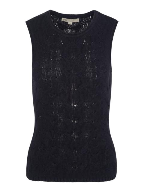 Linen Cable-Knit Linen Top navy