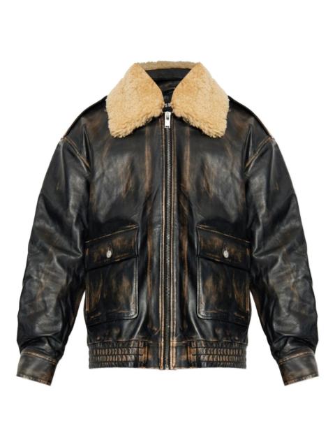 shearling-collar pocket jacket