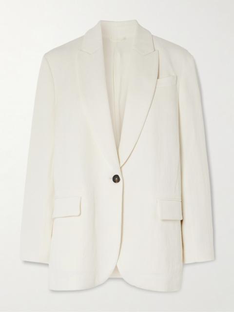 Single-breasted Herringbone Cotton And Linen-blend Blazer